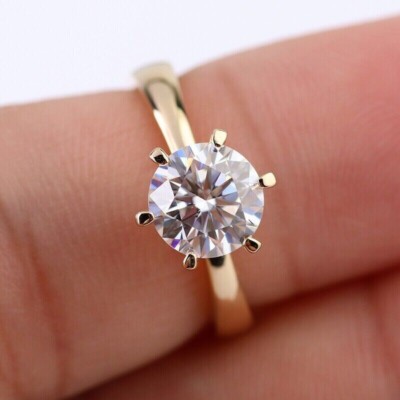 2 Ct Round Simulated Hidden Halo Diamond Engagement Ring 14k Yellow Gold Plated