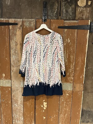 Thought Tunika A-Linie Kleid Bunt Punkte Maler Tinte Baumwollmischung 10 Neu