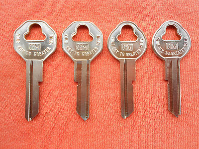   CHEVY GM 4 OEM KEY BLANKS 1961 1962 1963 1964 1965 1966 ORIGINAL GM LOGO