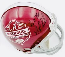 NICK SABAN SIGNED ALABAMA CRIMSON TIDE 2011 CHAMPIONSHIP MINI HELMET BAS J49