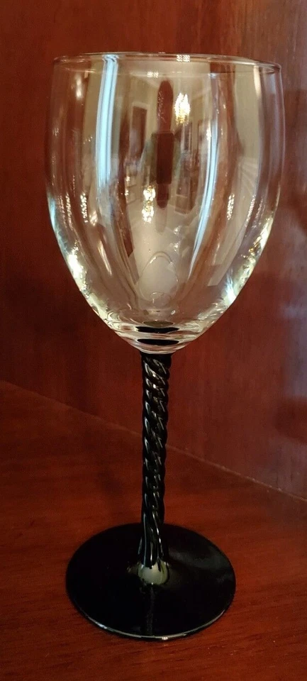 JUEGO DE 5 COPAS DE VINO CRISTAL D'ARQUES-DURAND ANGELIQUE ÓNIX NEGRO TALLO RETORCIDO Foto 2 de 4