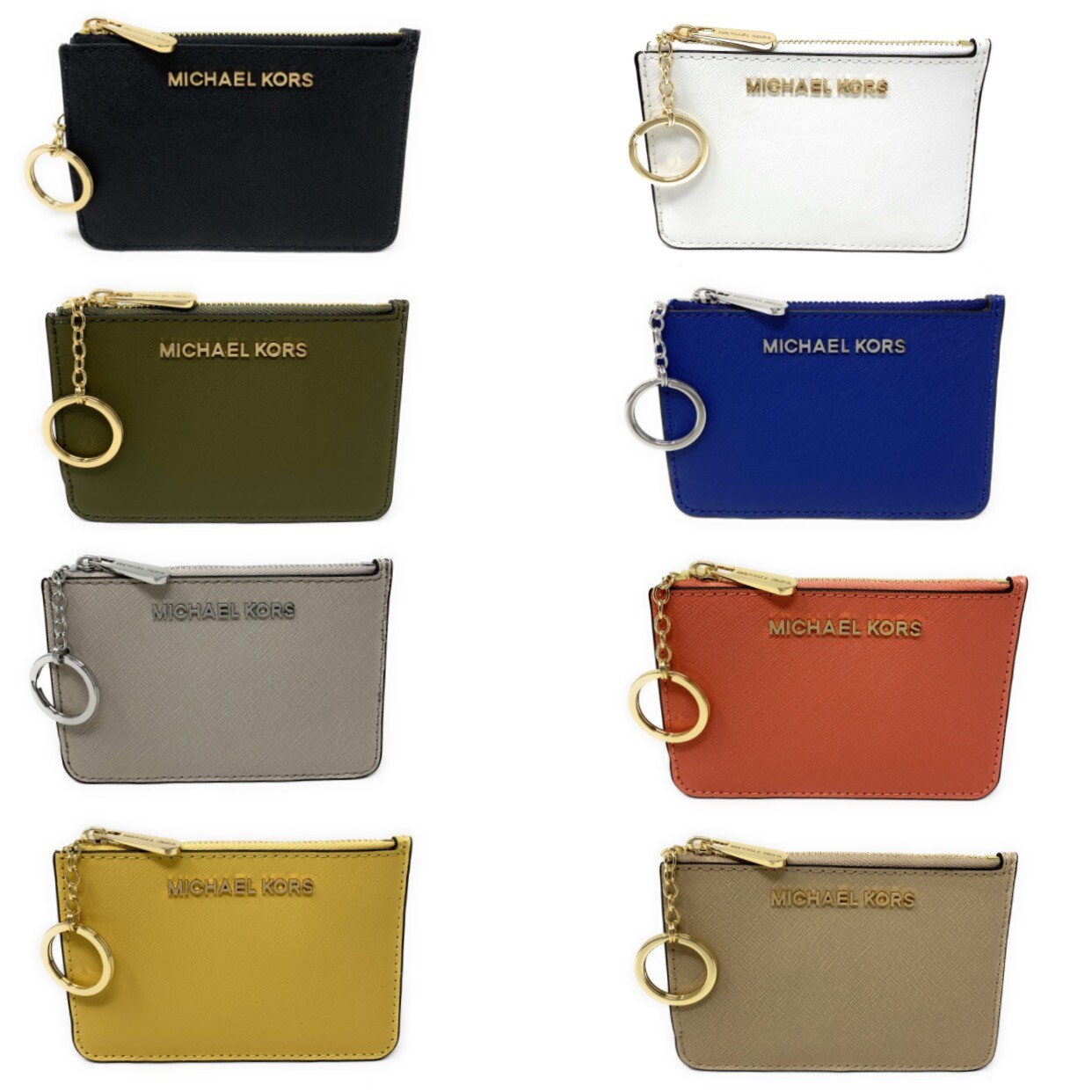 Michael Kors Jet Set Travel Small Leather Top Zip Coin Pouch With ID