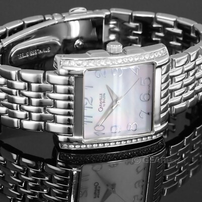 Caravelle by Bulova Womens Square Watch Crystals MOP Dial