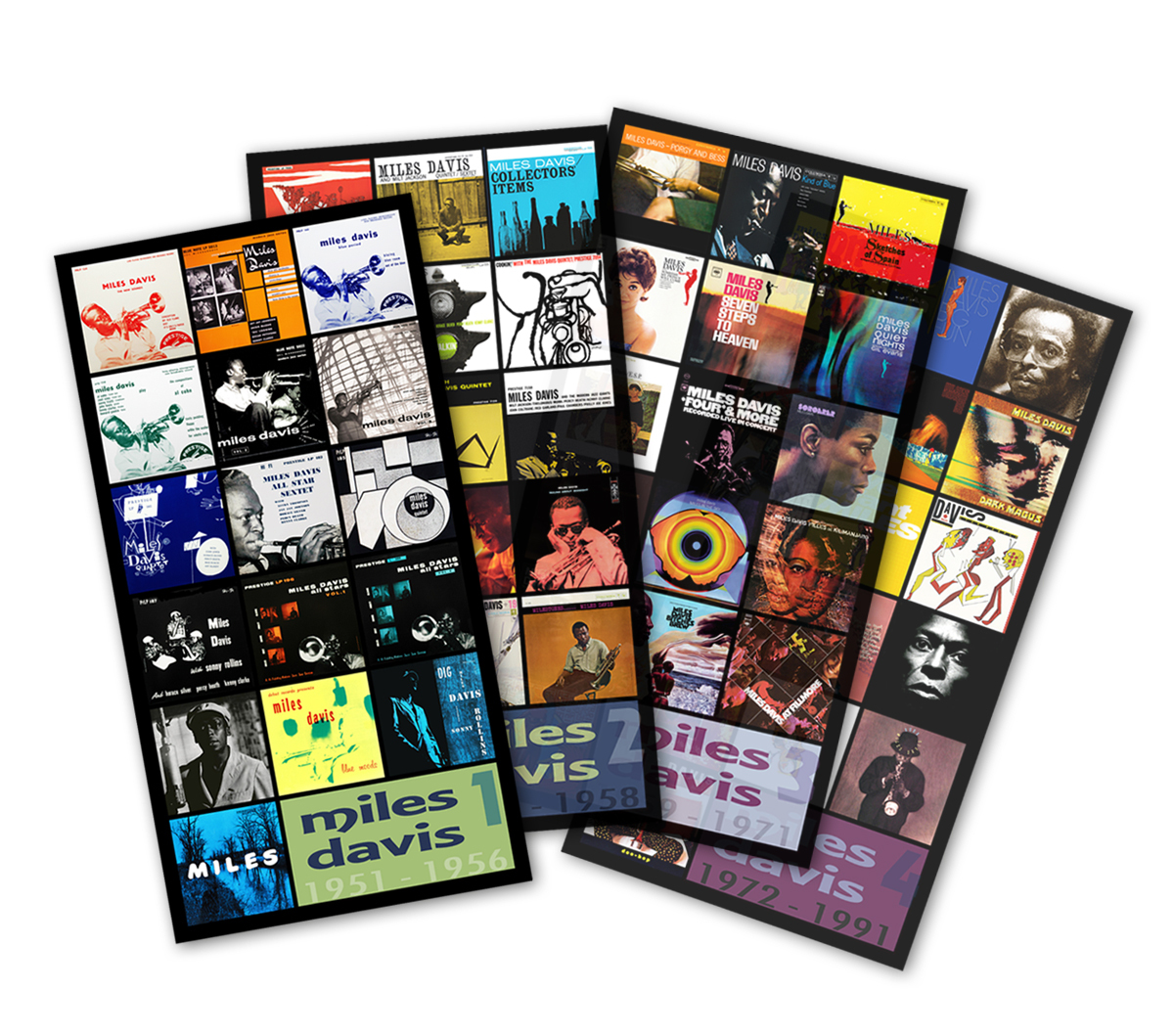 MILES DAVIS quad (4) pack discography magnet lot (four 4.75