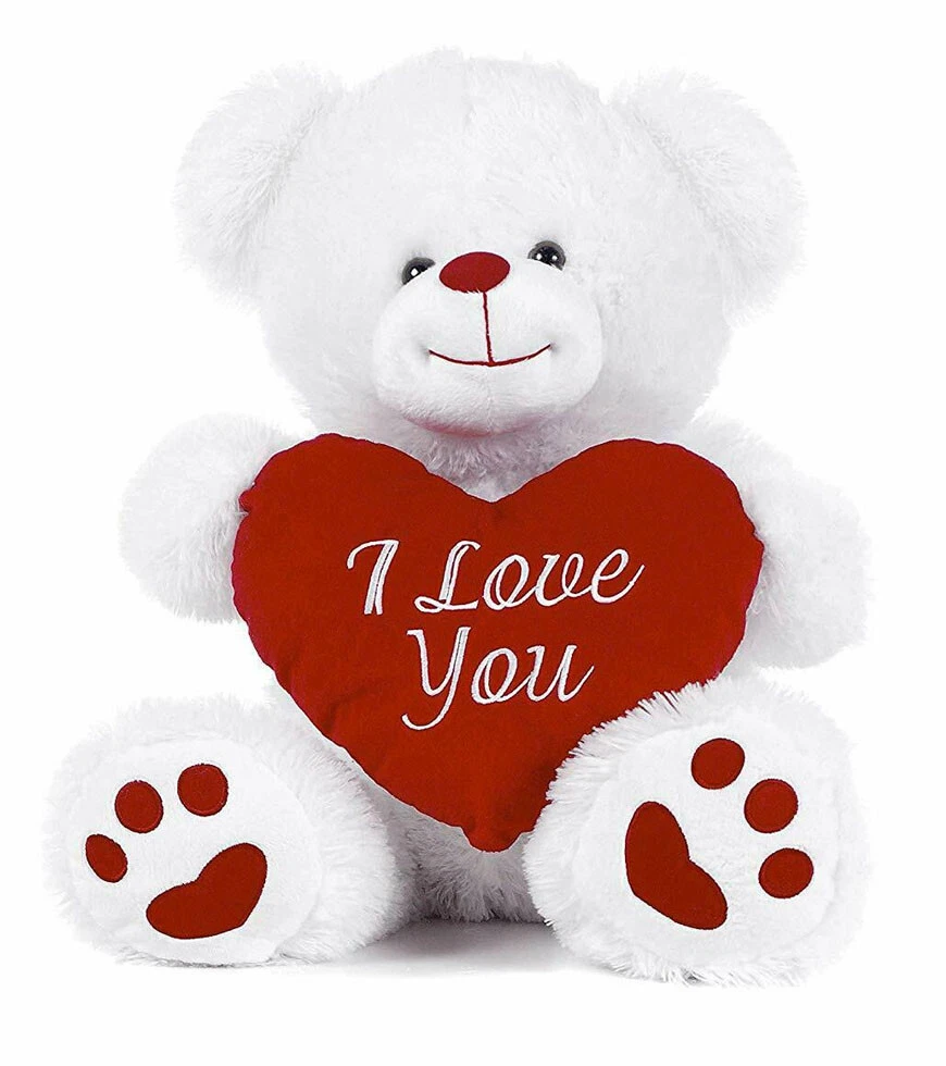 cute white teddy bears with hearts