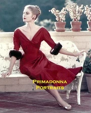 GRACE KELLY 8x10 Lab Photo COLOR Beautiful RED DRESS Princess of Monaco 
