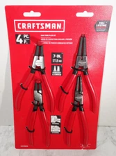 Craftsman 4 Piece 7" inch Snap Ring Plier Set Straight Curved Internal External