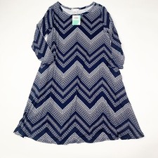 Honey & Lace Womens A-Line Dress Blue Size XS Chevron Pattern Long Sleeve - NWT