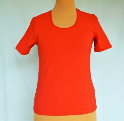 Damen Shirt Marke bianca Gr.40 rot halber Arm gerader Schnitt Baumwolle Polyest