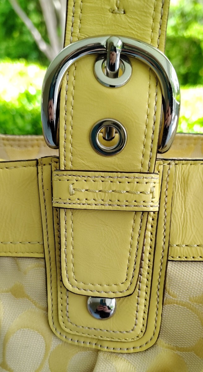 Coach LARGE F13742 Yellow Soho Y2K Signature C Canvas w/Patent
