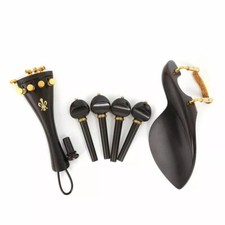 1 Set Ebony Violin Kit Fitting with Chin Rest Tailpiece Pegs Endpin adjust 4/4
