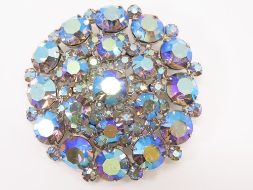 Vintage Juliana DeLizza D&E AB Pfau Strass Brosche Anstecknadel schillernd D2161 - Bild 2 von 10