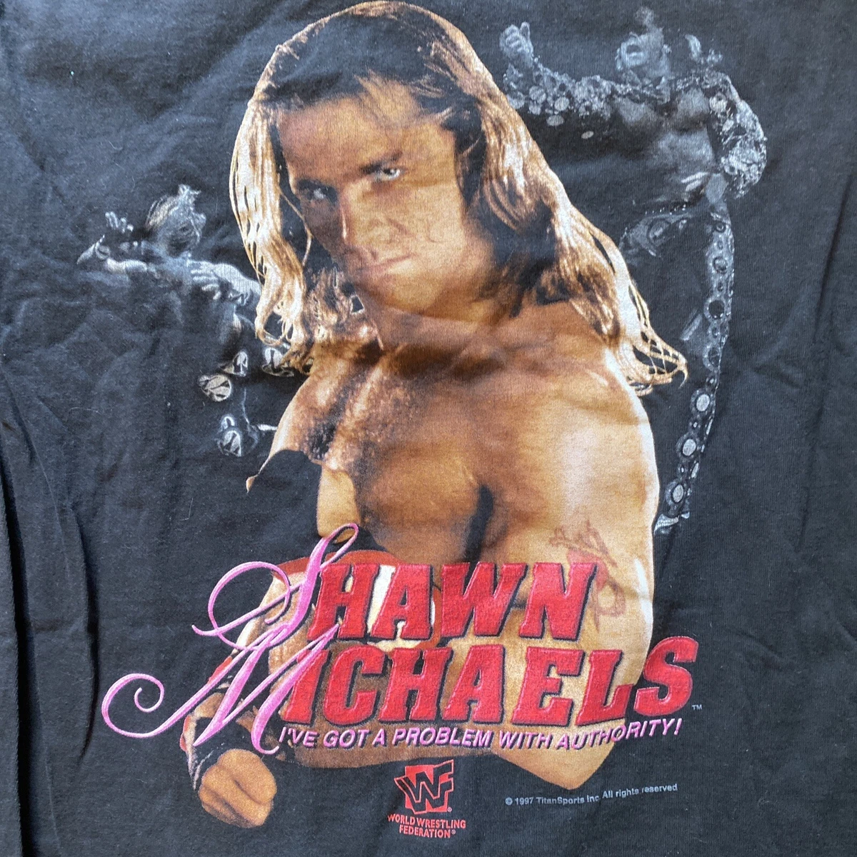 Vintage 90s Shawn Michaels T Shirt WWF Size Medium 1997 HBK DX Sexy Boy Toy Guy