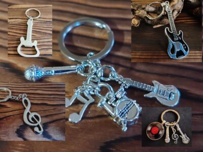 Schlüsselanhänger Musik Geschenk Musiker Schallplatte Gitarre Flaschenöffner