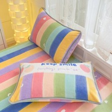 2X Rainbow Striped Cute Pillowcase Heart Pattern Pillow Cover Case Girls Bedroom