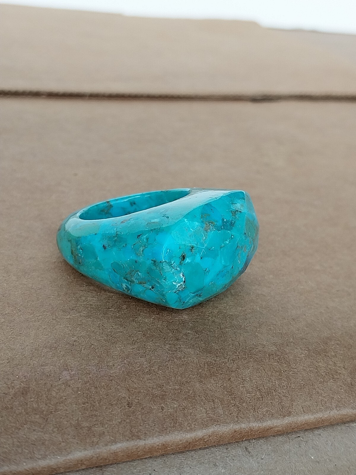 Vintage Solid Turquoise Gemstone Statement Ring S… - image 9