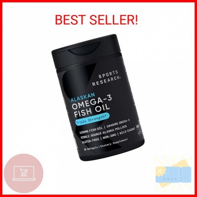 Sports Research Triple Strength Omega 3 Fish Oil Supplement - EPA & DHA Fatty Ac