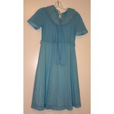 Vintage Kids Gauzy Blue Spring Nightgown or Dress Size 8