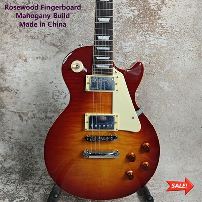 Handcrafted Electric Guitar: Custom Cherry Sunburst LP, 22 Frets, HH Pickups