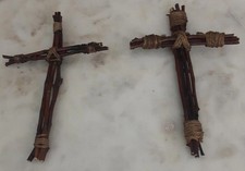 Handmade Mini Wooden Crosses Set Of 2   6.5" Tall  4" Wide