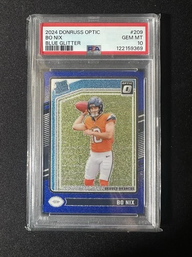 2024 PANINI DONRUSS OPTIC BLUE GLITTER #209 BO NIX ROOKIE RC PSA 10