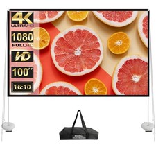 Outdoor Projector Screen with Stand 100 Inch Portable Projection Screen 1610 ...