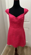 Reformation Pink Gavina Off The Shoulder Linen Mini Dress Smocked 'Corvette' 8