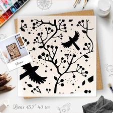 Stylized Birds and Branches Wall Art Stencil for Nature - Inspired Decor - Sten…