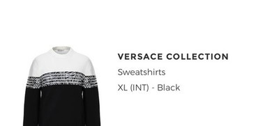 Versace Collection Graphic Print Pullover Sweatshirt XL Black White Crew Neck