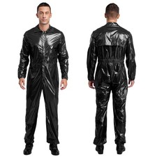 Men's Water Resistant Jumpsuit Turn-Down Collar Long Sleeve Mechanic Coveralls
