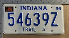 1996 Indiana trailer license plate 54639Z 21083