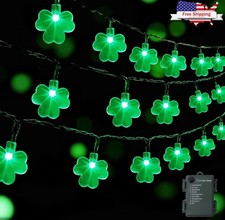 St. Patricks Day String Lights Outdoor, 50 LED 16 FT Shamrocks Decorative Green