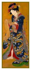 Japanese Asian Utamaro Geisha Kimono Counted Cross Stitch Chart Pattern