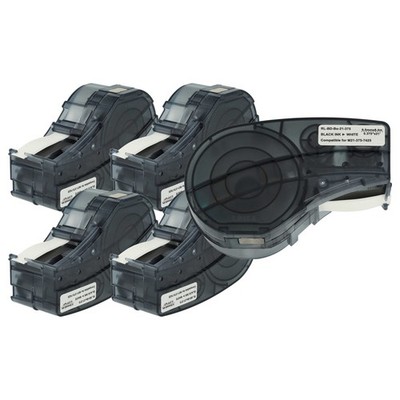 5x Schriftband für Brady BMP21-LAB BMP21-PLUS BMP21 Schwarz/Weiß 9,5mm 6,4m