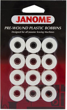 12 Pack Pre-Wound Plastic Bobbins White Thread 80 Yards Polyester