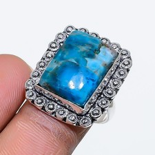 Neon Blue Apatite Gemstone 925 Sterling Silver Jewelry Ring 8.5 o683