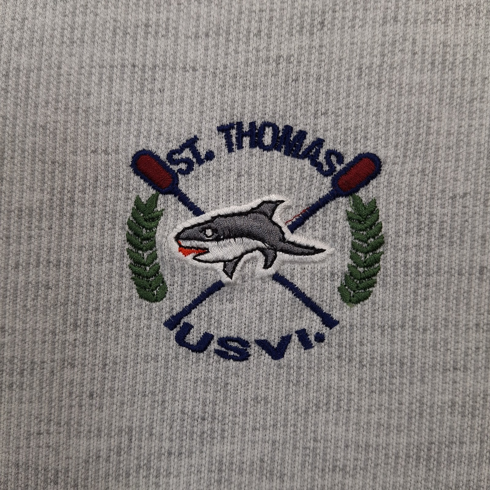 FILA Camicia Caribana St Thomas USVI uomo XL grigio squalo ricamo remi vintage USA