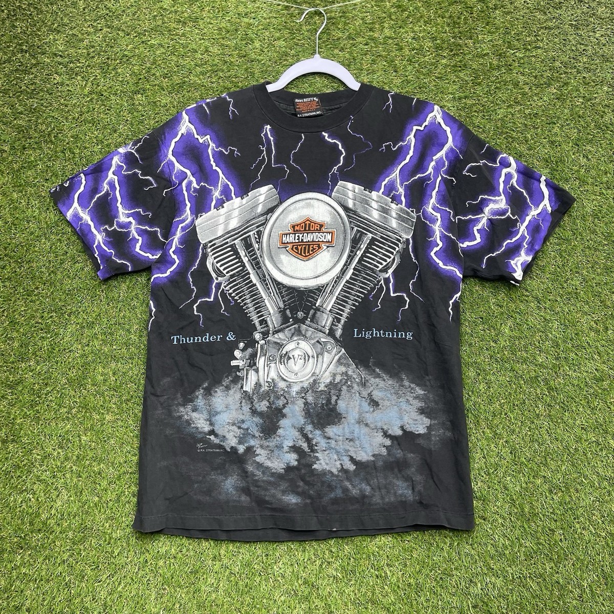 Vintage 90s Harley Davidson Thunder & Lighting Shirt Mens Large