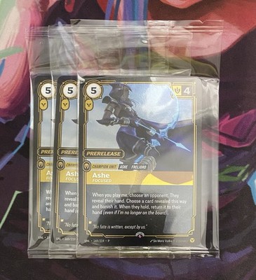3x  Sealed Ashe - Focused (Prerelease) 169/219 Promo Riftbound Unleashed
