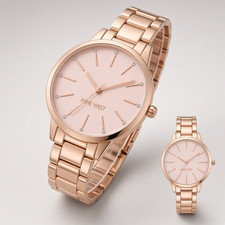 Nine West Women's Watch Rose Gold Pink Dial Crystal Bracelet 36mm NW/2098PKRG