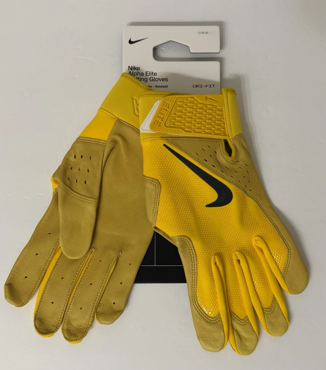 Guantes de bateo Nike Alpha Elite de cuero de oveja amarillo FD7816-730 para hombre talla XL