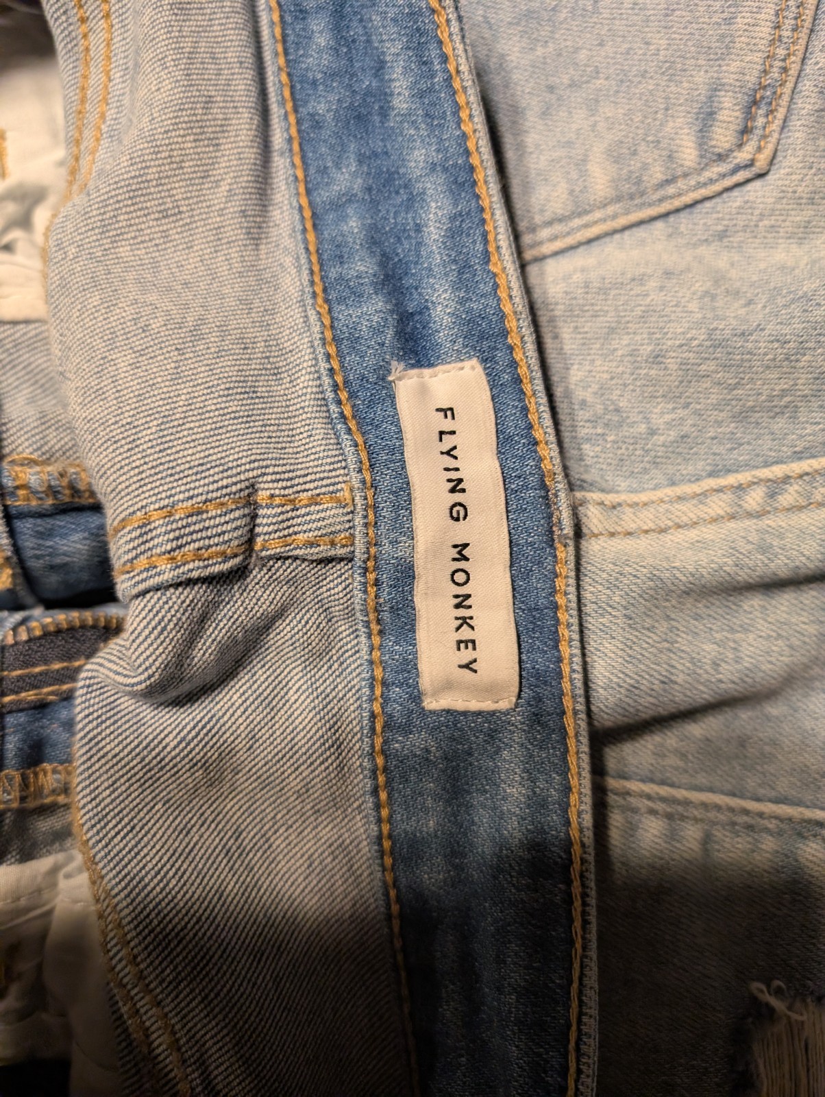 Flying Monkey Distressed Flared Stretch Denim Jea… - image 4