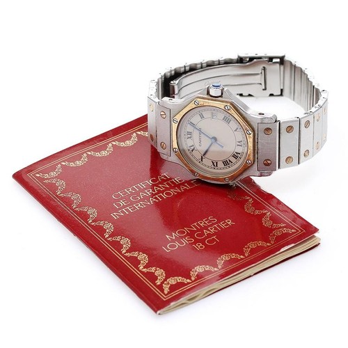 CARTIER Santos Octagon LM YG Bezel Date Quartz Men's #C675 | eBay Australia