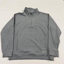 Nike Sweatshirt Mens Large Gray 1/2 Zip Mock Neck Pullover Yoga Dri-FIT Logo