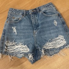 TopShop Moto Mom Denim Distressed Shorts Size 0
