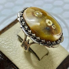 925 Sterling Silver Mens Ring Yemeni Natural Gobi Agate Aqeeq           Stone
