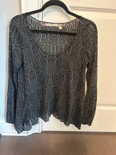Chelsea & Violet Women's Damask Print Black / Gray Tunic Top size XS