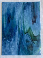 Uroboros Vintage Stained Glass Sheet Uncat. 1992-Blue Green Lavender White 12x9