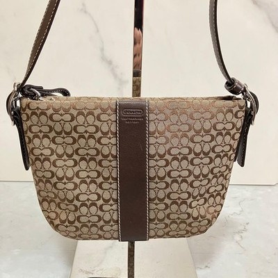 COACH Signature Accessory Pouch Shoulder Bag Vintage Brown Leather