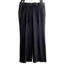 Ann Taylor Pinstripe Bootcut Trousers Gray Pleat Leg Dress Pants Wool Size 8